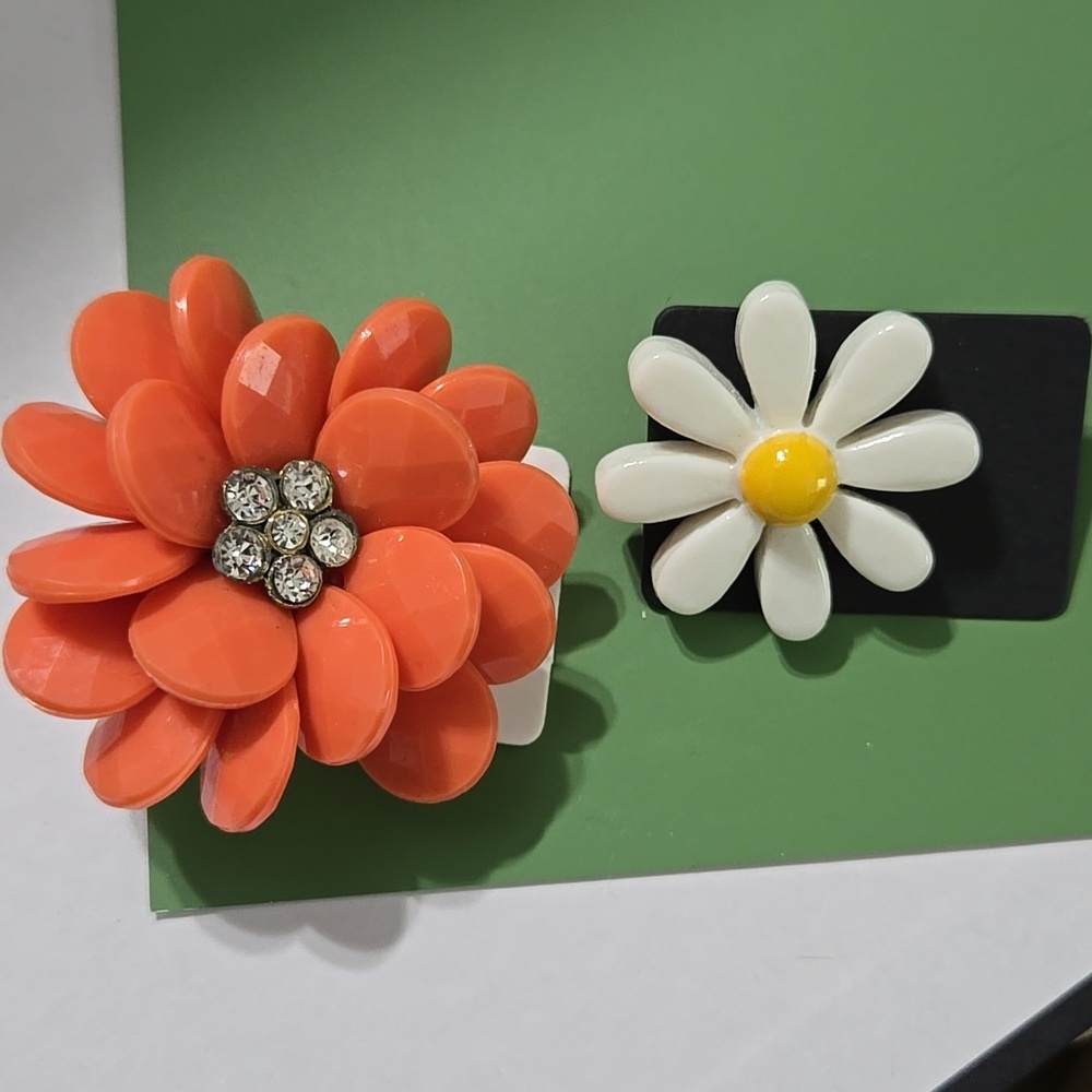 Orange and White Floral Handmade Brooch Pin
